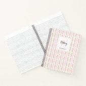 Pastel Pink Flowers and Stripes Coquette Monogram Notitieboek (Binnen)
