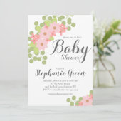 Pastel Pink Flowers Baby shower Uitnodiging (Staand voorkant)