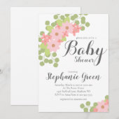 Pastel Pink Flowers Baby shower Uitnodiging (Voorkant / Achterkant)