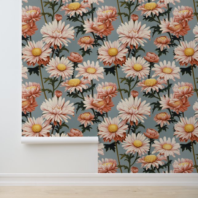 Pastel Pink Flowers Behang (Applicatie)
