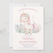 Pastel Pink Fourever Magical Unicorn Birthday Kaart (Voorkant)