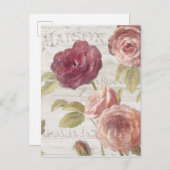 Pastel Pink Franse Rozen Briefkaart (Voorkant / Achterkant)