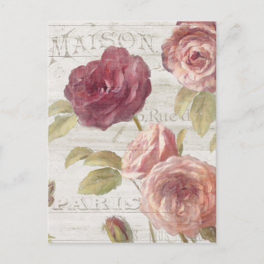 Pastel Pink Franse Rozen Briefkaart (Voorkant)