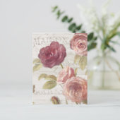 Pastel Pink Franse Rozen Briefkaart (Staand voorkant)