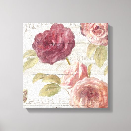 Pastel Pink Franse Rozen Canvas Afdruk (Voorkant)