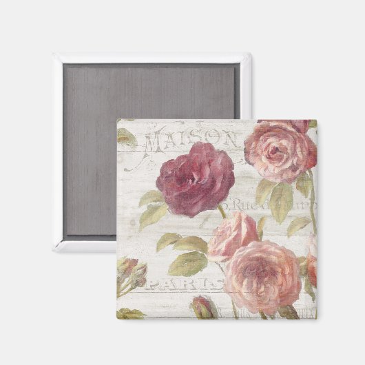 Pastel Pink Franse Rozen Magneet (Voorkant / Achterkant)