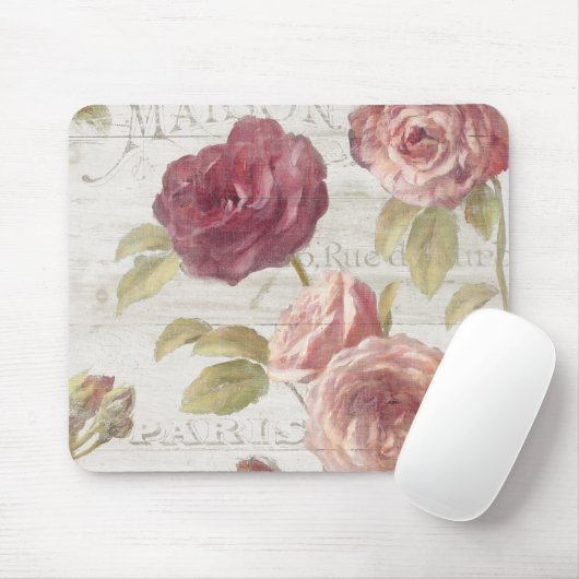 Pastel Pink Franse Rozen Muismat (Met muis)