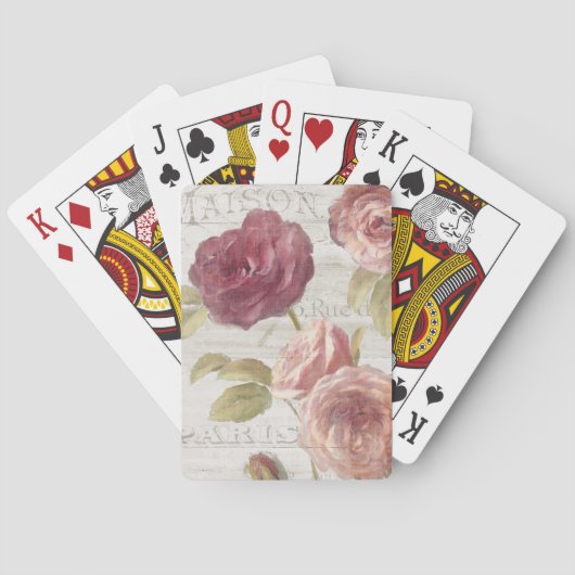 Pastel Pink Franse Rozen Pokerkaarten (Achterkant)
