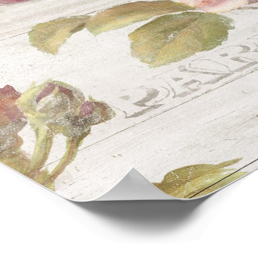 Pastel Pink Franse Rozen Poster (Hoek)