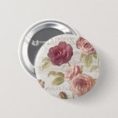 Pastel Pink Franse Rozen Ronde Button 5,7 Cm (Voorkant /achterkant)