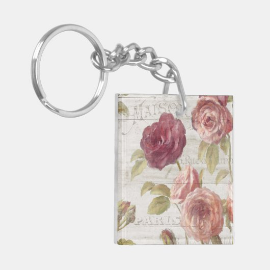 Pastel Pink Franse Rozen Sleutelhanger (Voorkant Links)