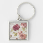 Pastel Pink Franse Rozen Sleutelhanger (Voorkant)