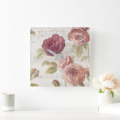 Pastel Pink Franse Rozen Vierkante Klok (Huis)