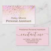Pastel Pink Freelance Personal Assistant Visitekaartje (Voorkant / Achterkant)
