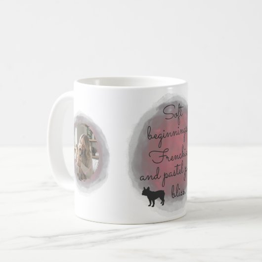 Pastel Pink French Bulldog Custom Photo & Name Koffiemok (Voorkant links)