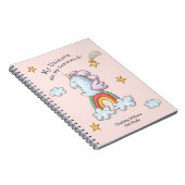 Pastel Pink Funny Unicorn Ate Mijn thuiswerk Notitieboek (Rechterzijde)