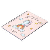 Pastel Pink Funny Unicorn Ate Mijn thuiswerk Notitieboek (Linkerzijde)