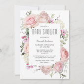Pastel Pink Garden Rozen Baby shower Girl Kaart (Voorkant)