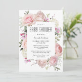 Pastel Pink Garden Rozen Baby shower Girl Kaart (Staand voorkant)