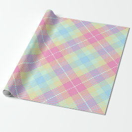 PASTEL PINK & GEEL PLAID PATROON CADEAUPAPIER