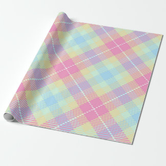 PASTEL PINK & GEEL PLAID PATROON CADEAUPAPIER