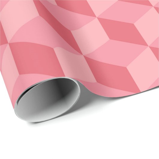 PASTEL PINK GEOMETRIC CUBE PATTERS CADEAUPAPIER (Rol Hoek)