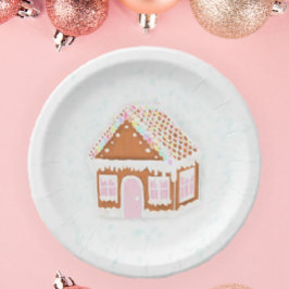 Pastel Pink Gingerbrood House Paper Bord