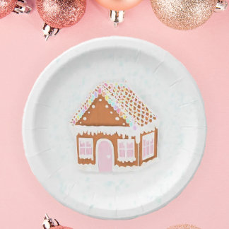 Pastel Pink Gingerbrood House Paper Bord