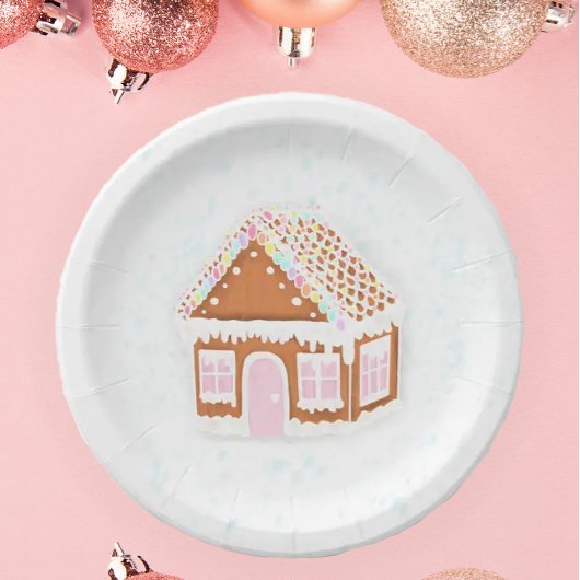 Pastel Pink Gingerbrood House Paper Bord