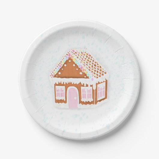 Pastel Pink Gingerbrood House Paper Bord (Voorkant)