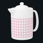 Pastel Pink Gingham Check Patroon Theepot<br><div class="desc">Klassieke Pastel Roze Gingham Check Patroon</div>