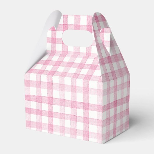 Pastel Pink Gingham Check Plaid Bedankdoosjes (Achterkant)