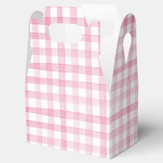 Pastel Pink Gingham Check Plaid Bedankdoosjes (Geopend)