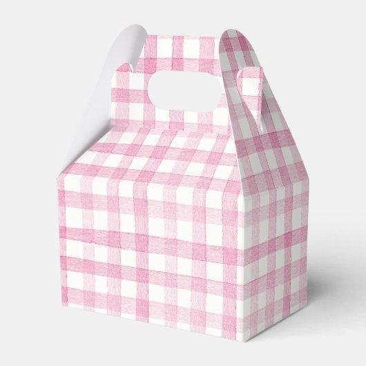 Pastel Pink Gingham Check Plaid Bedankdoosjes (Voorkant Zijde)