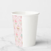 Pastel Pink Gingham Cute Cupcakes Pattern Papieren Bekers (Links)