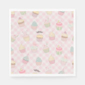 Pastel Pink Gingham Cute Cupcakes Pattern Servet (Voorkant)