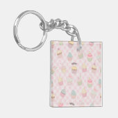 Pastel Pink Gingham Cute Cupcakes Pattern Sleutelhanger (Voorkant Links)
