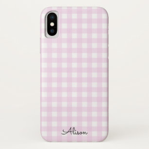 Pastel Pink Gingham gepersonaliseerde telefoonhoes Case-Mate iPhone Case