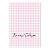 Pastel Pink Gingham Individuele naam Plaats Kaarte Kaart (Voorkant)