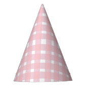 Pastel Pink Gingham Party Pet Feesthoedjes (Voorkant)