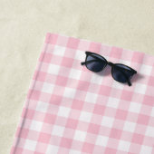Pastel Pink Gingham Pattern | Gepersonaliseerd Strandlaken (In situ)