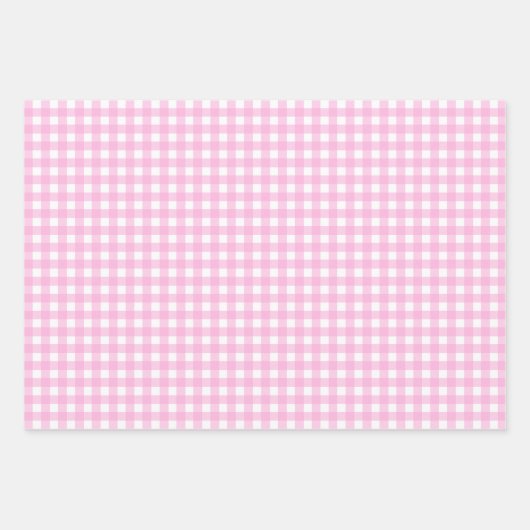 Pastel Pink Gingham Pattern Inpakpapier Vel (Voorkant 3)