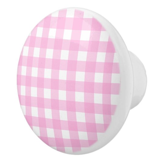 Pastel Pink Gingham Pattern Keramische Knop (Rechts)