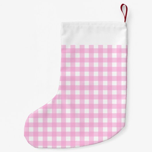 Pastel Pink Gingham Pattern Kleine Kerstsok (Achterkant)