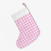 Pastel Pink Gingham Pattern Kleine Kerstsok (Achterkant (Hangend))