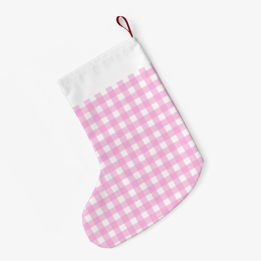 Pastel Pink Gingham Pattern Kleine Kerstsok (Achterkant (Hangend))