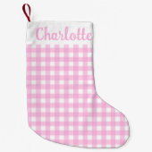 Pastel Pink Gingham Pattern Kleine Kerstsok (Voorkant)