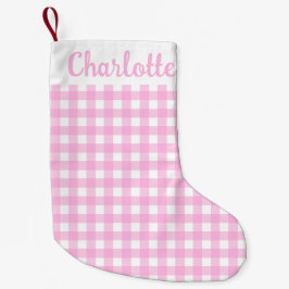Pastel Pink Gingham Pattern Kleine Kerstsok