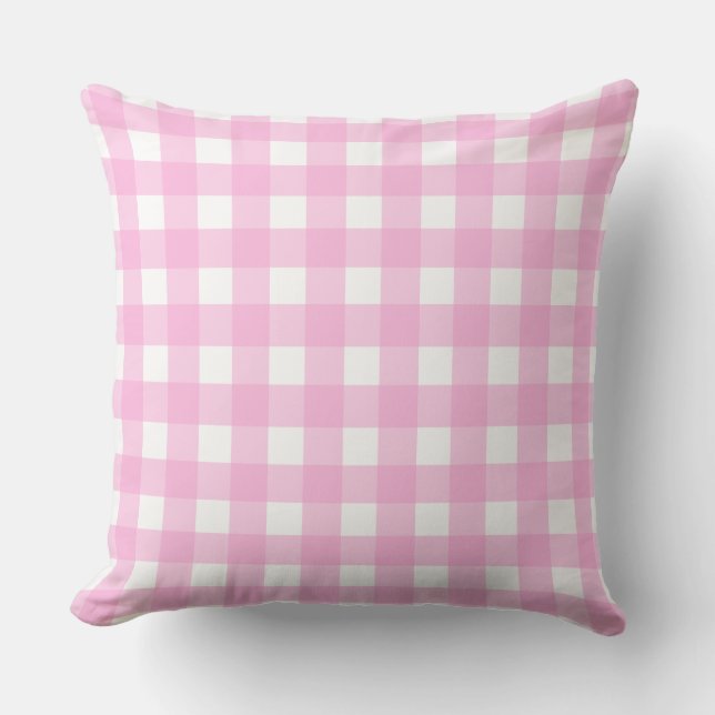 Pastel Pink Gingham Pattern Kussen (Voorkant)