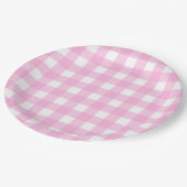 Pastel Pink Gingham Pattern Papieren Bordje (Gekanteld)